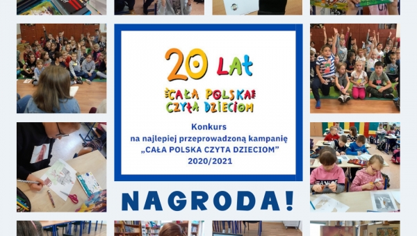 Nagroda dla SP nr 1 w konkursie „Cała Polska czyta dzieciom”